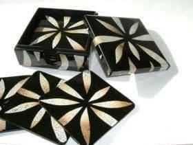 ที่รองแก้วสี่เหลี่ยมขัดเงา งานฝีมือ ทนทาน ทันสมัย ประดับด้วยลายกระดูกหลากสี ของตกแต่งบ้านสวยงาม ไอเดียของขวัญส่งเสริมการขาย - Product Image 3