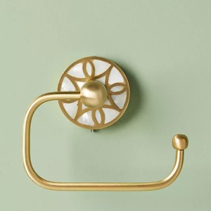 Porte-serviette mural avec plaque arrière florale élégante, accessoire de salle de bain élégant, gain de place, décoration moderne pour la maison - Product Image 4