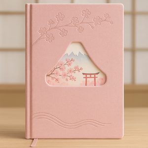 <span class=keywords><strong>Carnet</strong></span> LABON Sakura Mont Fuji, couverture en PU rose, journal <span class=keywords><strong>de</strong></span> style japonais, design découpé, fleurs <span class=keywords><strong>de</strong></span> cerisier en relief, journal OEM - Product Image 1