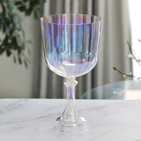 Bol chantant en cristal de quartz plaqué or Mountain Rain avec poignée, ensemble de 7 pièces, mallette en daim, pour la méditation sonore et l'apaisement intérieur