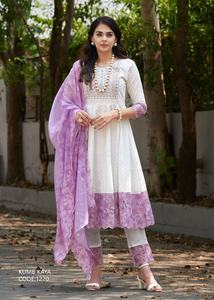 Dernier Designer Pur Coton Imprimé Travail Anarkali Kurti Set Par Fab Zone - Product Image 4
