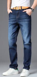 Jeans droits en coton 100% pour hommes, respirants, à carreaux, nouveau style d'été et d'automne, haute qualité, 100% coton - Product Image 4