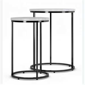 Ensemble de 2 tables de chevet modernes empilables en marbre doré pour le salon et la maison - Product Image 3