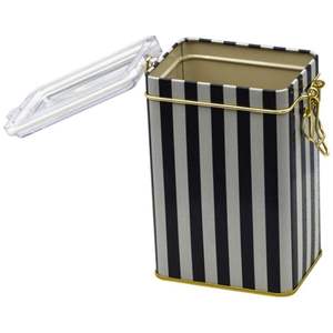 Caja de Metal Rectangular con Cierre de Alambre de 1L con Tapa Transparente 75x100x150mm Patrón de Línea en Blanco y Negro Disponible en Blanco y Negro - Product Image 5