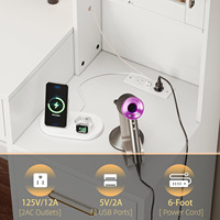 Nouvelle conception de coiffeuse de maquillage pour la maison, double armoire, grands tiroirs, étagères de rangement, miroir LED, table de maquillage blanche