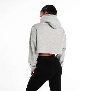 Sudadera con capucha casual para mujer, de diseño desgastado, con hombros caídos, forro polar tejido, logotipo deportivo frontal, para invierno - Product Image 4