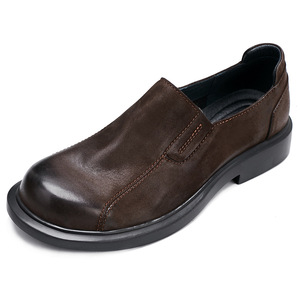 Chaussures mocassins en cuir de veau avec détails cousus à la main et soutien de la voûte plantaire, chaussures de ville pour hommes - Product Image 1