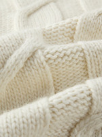Pull col roulé oversize en maille torsadée pour femme, personnalisé avec logo frontal, décontracté, uni, manches trois-quarts ou sans manches, en laine mérinos, collection automne