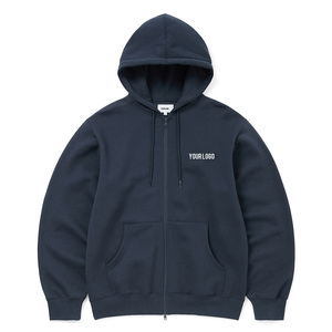 Sweat-shirt à capuche unisexe marron avec fermeture éclair, 100% coton, manches longues, décontracté, couleur unie, avec poches latérales, coupe-vent - Product Image 5