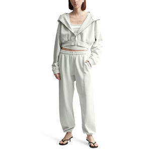 เสื้อฮู้ดลำลองแขนยาวสำหรับผู้หญิง, เสื้อครอปท็อปมีฮู้ดผ้าฝ้าย100% พิมพ์ลายปักด้านหน้ามาใหม่ - Product Image 4