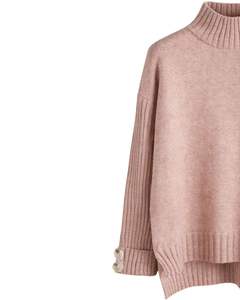 Ensemble pull en tricot rose blush personnalisé et pantalon large pour femmes, pull à col montant, vêtements de détente confortables pour l'hiver, fabricant personnalisé OEM - Product Image 4