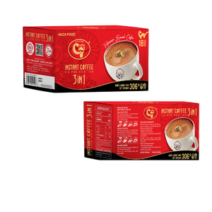 Café instantáneo 3 en 1 de alta calidad con caja de sabores de azúcar y crema Embalaje Marca Hucafood de Vietnam - Product Image 1
