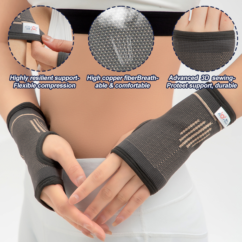 OEM & ODM Copper Ion Fiber Wrist Support Strap for Carpal Tunnel with Joint Assistance