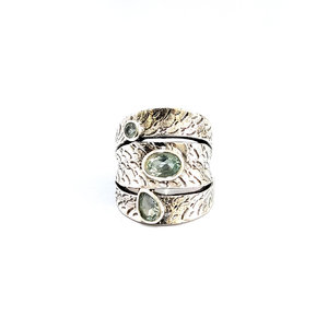Blue Topaz <b>Ring</b> 11.2 Gram Gold Plated Trendy Geometric Design <b>Adjustable</b> Gemstone Bezel Setting Free <b>Size</b> Gift - Product Image 1