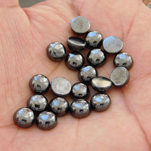 Hematita Natural, Cabujón Redondo de 4x4 mm, Todos los Tamaños Disponibles, Parte Posterior Plana, Piedra para Fabricación de Joyas, Gemas Sueltas - Product Image 3