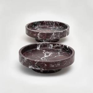 Cuenco decorativo de piedra travertino Con base, centro de mesa de piedra natural de lujo, diseño moderno hecho a mano, cuenco atemporal para servir frutas - Product Image 5