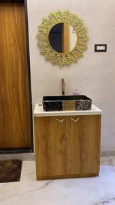 Miroir mural décoratif en métal fait à la main avec feuille d'or diamant moderne pour la maison, le salon, le mariage - Product Image 2