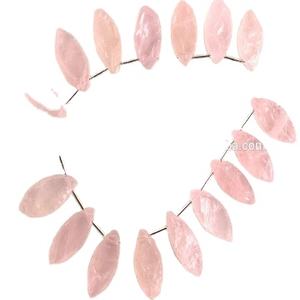 18 Pieces Marquise Shape Natural Rough Rose Quartz Gemstone Top Quality Handcut Raw Jewelry Making Beads Wholesale - Product Image 1