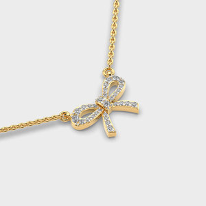Wholesale 18K Gold Plated <b>Bow</b> Pendant Necklace for Women Luxury CZ Diamond Ribbon Necklace Custom Fine Jewelry <b>Gift</b> - Product Image 1