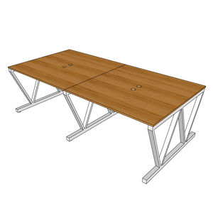 BFVB012-VBamboo 4-Piece Cluster <b>Workstation</b> 240x120cm Luxury Minimalist Contemporary Design L Melamine <b>Desk</b> Assembly Required - Product Image 6