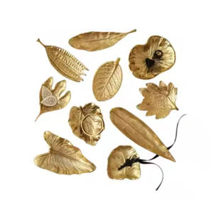 Vaisselle de restaurant en-cas Plat de service en aluminium en forme de feuille d'or Plat de service pour fournisseurs en gros - Product Image 5