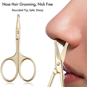 Petits ciseaux de sécurité pour les poils du nez, lame courbée avec pointe arrondie en acier inoxydable pour la manucure, les cuticules, les sourcils - Product Image 6