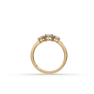 Bague de fiançailles en diamant de laboratoire 3 pierres de 1,00 ct, taille ovale, bijoux fins, certificat IGI, incrustation en platine, or jaune 10 carats, perle - Product Image 5