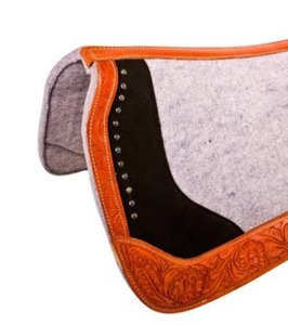 Premium Vardhman Orange Western Saddle <b>Pad</b> Highlighted New Zealand Wool <b>Felt</b> Leather Patch Fleece Direct Wholesale Manufacturer - Product Image 2