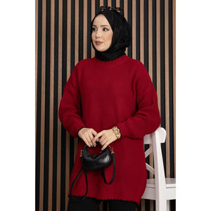 Suéter de Punto Grueso Vintage para Mujer, Color Rojo con Estampado Floral, Delgado, Transpirable, Suave, Estilo Casual para Primavera y Otoño - Product Image 2