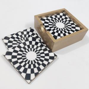 Posavasos de mesa de latón MDF esmaltado con mejor diseño de tema, posavasos redondo con diseño de bestia en blanco y negro - Product Image 2