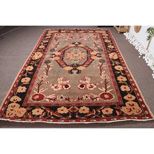 Tapis turc vintage 6,5x9,9 pi (199x303 cm), tapis uni rouge brun - Product Image 1