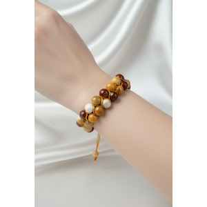 Bracelet en pierre naturelle macramé à double rangée de 8 mm Jasper - Product Image 4