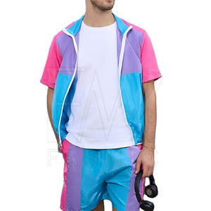 Conjuntos de dos piezas de cortavientos con cremallera multicolor con conjuntos de material de Spandex/poliéster para hombres personaliza tu logotipo de marca - Product Image 4