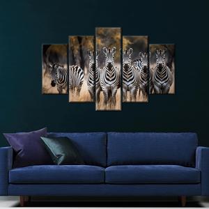 ผ้าใบลายม้าลาย: โปสเตอร์สัตว์ป่าพิมพ์ลายสำหรับตกแต่งบ้าน ชุด 5 ชิ้น: ผ้าคลุมภาพพิมพ์ - Product Image 1