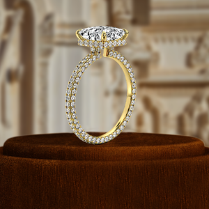 Elegante personalizado hecho a mano 14K y 18K oro sólido compromiso y boda banda para las mujeres con diamante como piedra principal para fiestas - Product Image 2