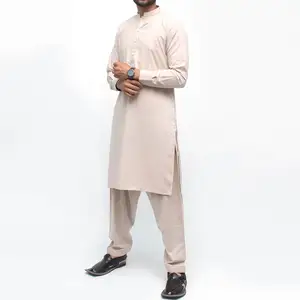 Wholesale Factory 100% Cotton Shalwar Kameez Set Men's Casual Pakistani Muslim Shalwar Kameez Dress