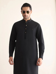 Traje Shalwar Kameez Negro de Verano 2026, Diseño Moderno, Hecho en Fábrica, para Hombre, Informal, de Algodón, Mangas Largas, para Oraciones del Eid y Ramadán - Product Image 6