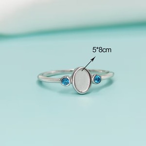 Base de Plata de Ley 925 para Piedra de Nacimiento, Ovalada de 5x8mm, para Joyería de Resina con Leche Materna o Cenizas, Anillo Personalizado, Regalo del Día de la Madre - Product Image 3