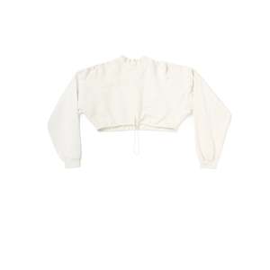 Sweat-shirt court à cordon de serrage 100 % coton pour femme, motif lettres brodées, hiver [573LST-OW] - Product Image 1