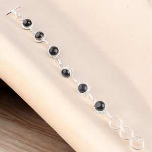 Black Zircon Charm Luxury Gemstone <b>Bracelet</b> Handmade 925 <b>Sterling</b> <b>Silver</b> Jewelry Elegant for <b>Women</b> Gift - Product Image 4