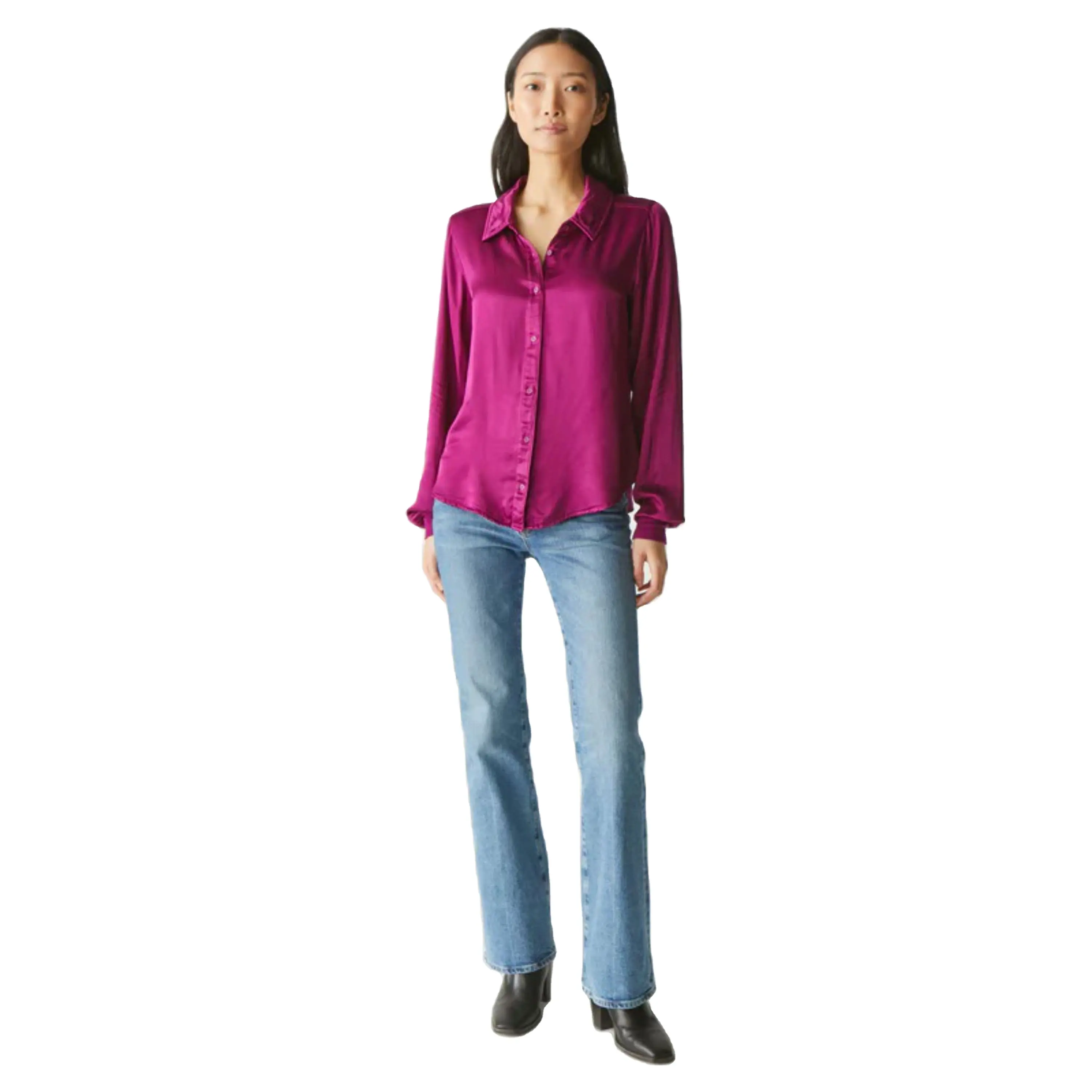 Stylish Women's Satin Blouse - Smooth and Silky Texture, Ideal for Professional and Casual Wear, Comes in a Variety of Shades"