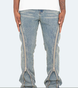 Pantalon en jean pour homme, couleur unie, hiver, poches zippées, matière douce, style tendance, personnalisable, respirant, anti-froissement, séchage rapide - Product Image 6