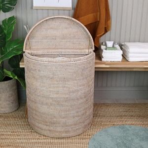 Rattan Halfmoon <b>Wicker</b> Lidded <b>Laundry</b> <b>Basket</b> Handmade Storage <b>Baskets</b> Natural Rattan Modern Multifunction Made in Viet Nam - Product Image 6