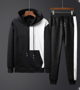 Survêtement d'entraînement pour hommes, Logo personnalisé, bloc de couleurs, coupe ample, ensemble de 2 pièces - Product Image 3
