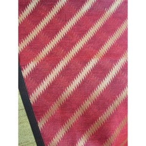 Banarasee Coton Soie Art Soie Salwar Kameez Tissu avec Dupatta Marron et Garniture Rouge Profond - Product Image 2