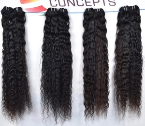 Vente en gros d'extensions de cheveux vierges 100% cheveux humains de temple indien bon marché en paquet de style de vague naturelle double trame crépus bouclés - Product Image 5
