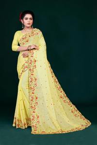 Saree avec travail de la pierre Broderie lourde Travail multi-fils - Product Image 5