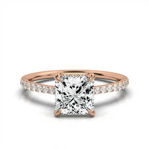 แฮนด์เมดประดับเพชร14K สีทองแบบคลาสสิกงานหมั้นแหวนแต่งงานสำหรับผู้หญิงผ่านการรับรองจากการ2ct ของเจ้าหญิง - Product Image 5