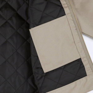 Veste bomber d'automne vintage coupe slim en twill de coton respirant avec logo personnalisé sur le devant, coupe-vent, pour homme, grandes tailles - Product Image 3