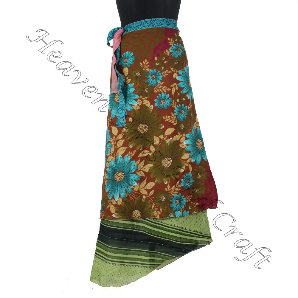 100 modi di indossare gonna lunga a portafoglio abbigliamento da piscina moda avvolgere indiano reversibile sari di seta vintage gonne produttore grossista
